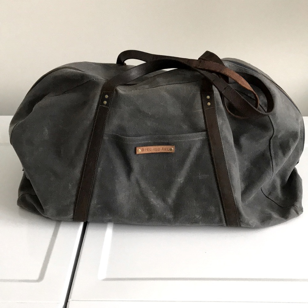 PEG and AWL waxed duck canvas and leather bag